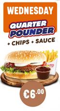 Wednesday 1/4 Pounder Burger + Chips and Any Sauce  Special