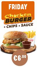 Friday Chicken Burger & Chips + Any Sauce Special